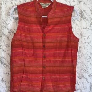 David Brooks Linen 2 Piece Cropped Straight Leg Pant Sleeveless V Neck Top 10